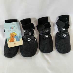 Black Paw-Print Dog Socks with Non-Slip Soles